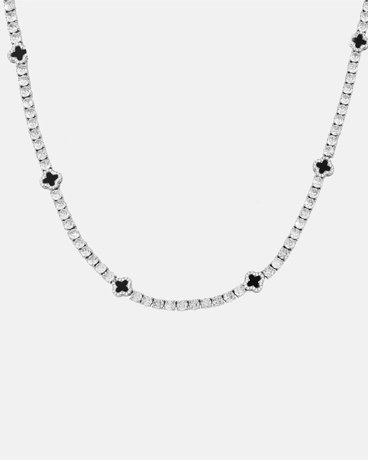 Moissanite Black Clover Tennis Chain White Gold โ The Jeweller Plug