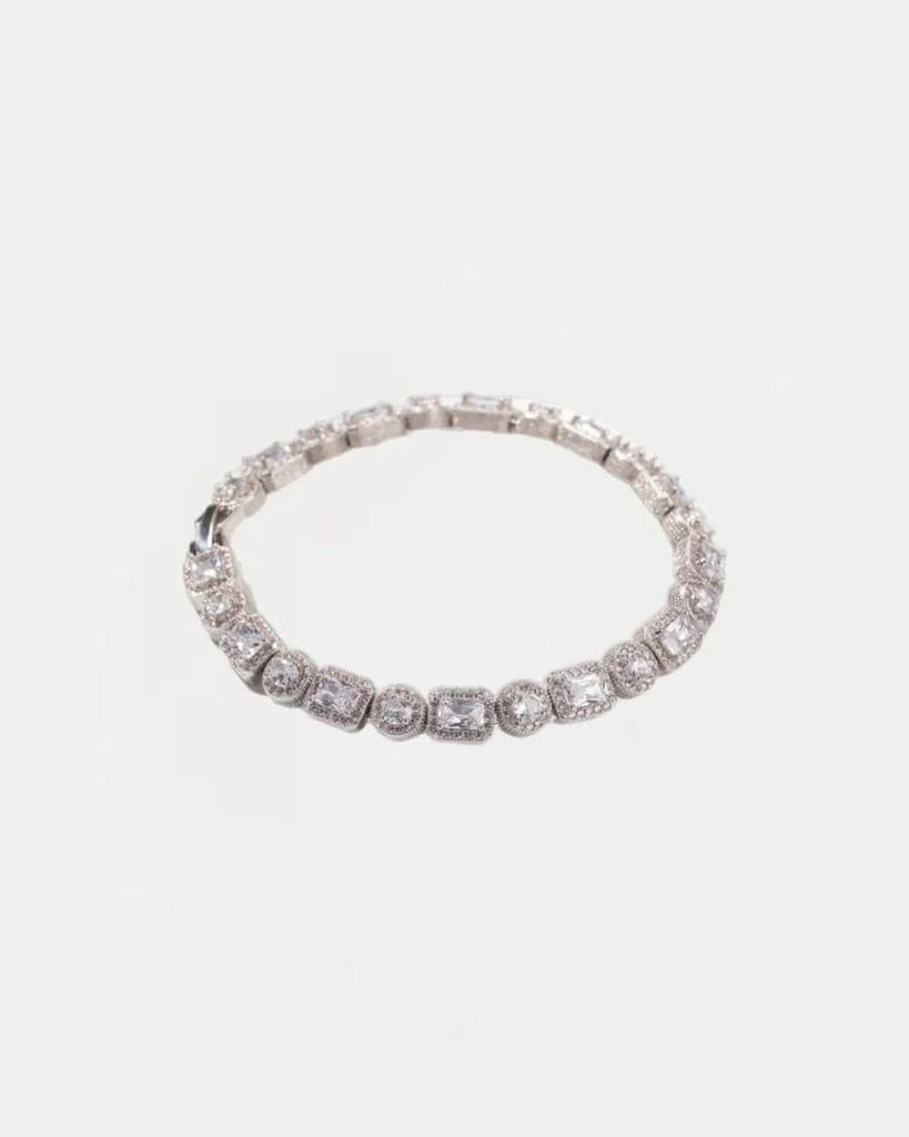 Bracelet 10 MM Alternate Square Tennis Bracelet - White Gold