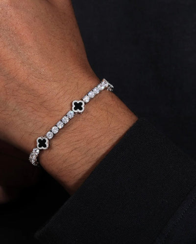 Bracelet Moissanite Black Clover Tennis Bracelet - White Gold