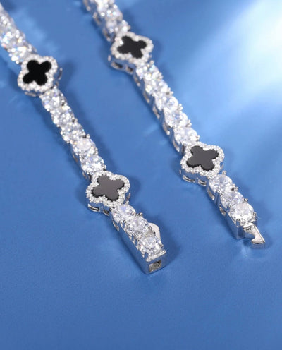 Bracelet Moissanite Black Clover Tennis Bracelet - White Gold