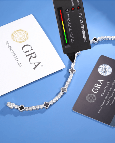 Bracelet Moissanite Black Clover Tennis Bracelet - White Gold
