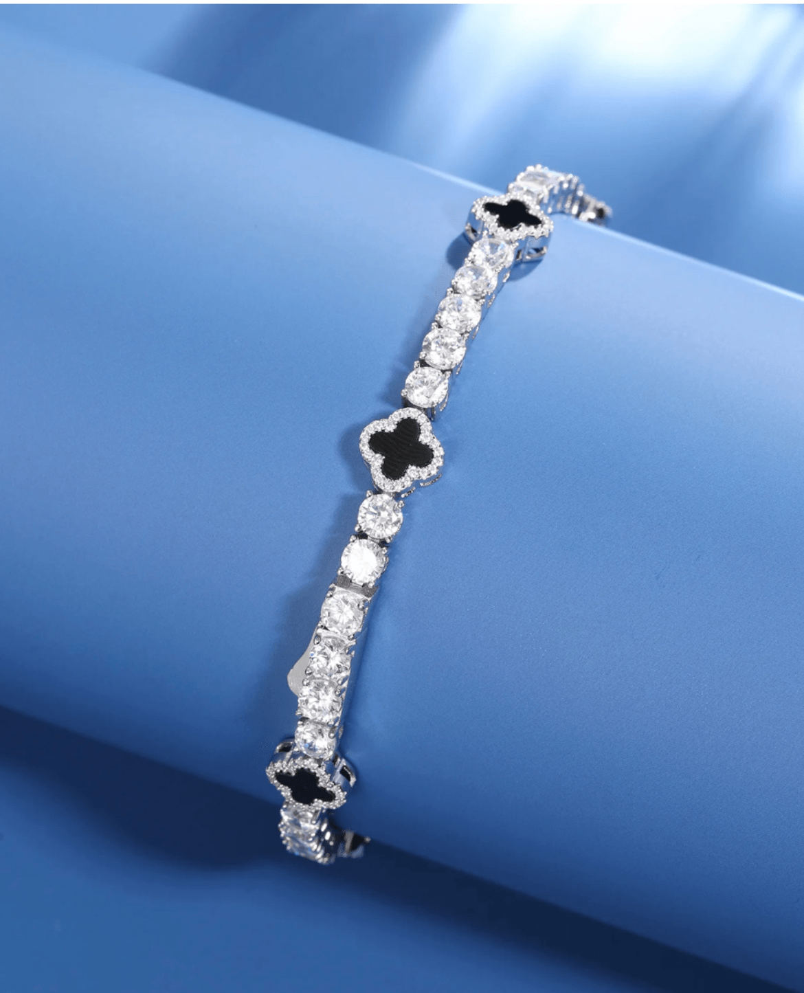 Bracelet Moissanite Black Clover Tennis Bracelet - White Gold