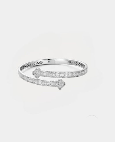 Bracelet Moissanite Clover Bangle Bracelet - White Gold