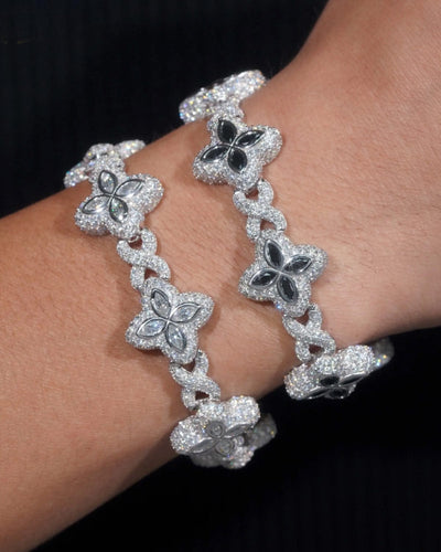 Bracelet Moissanite Custom Clover Bracelet - White Gold
