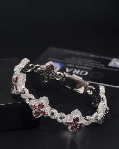 Bracelet Moissanite Custom Clover Bracelet - White Gold