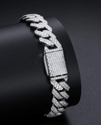 Bracelet (Kopie) 12 MM Straight Edge Cuban Link Bracelet - White Gold
