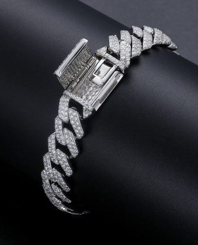 Bracelet (Kopie) 12 MM Straight Edge Cuban Link Bracelet - White Gold