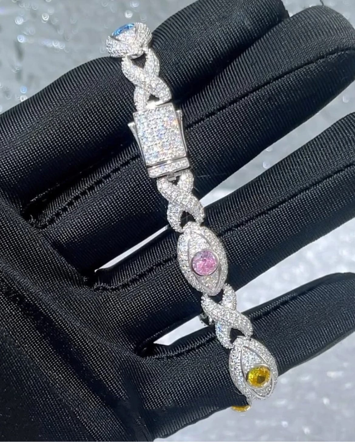 Bracelet VVS Moissanite Multi Gemstone Evil Eye Eternity Chain