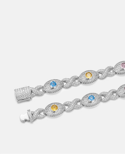 Bracelet VVS Moissanite Multi Gemstone Evil Eye Eternity Chain