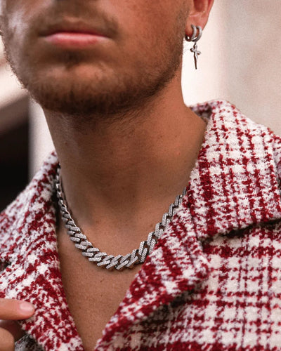 Chain 12 MM Straight Edge Cuban Link Chain - White Gold