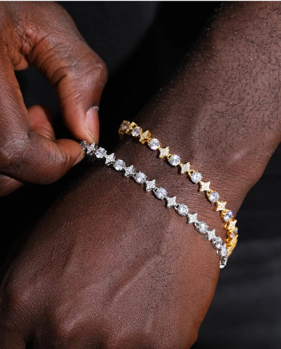Chain Moissanite Circle and Stars Chain - White Gold