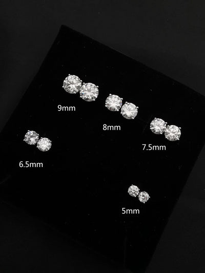 Earrings Moissanite Round Cut Earrings - White Gold