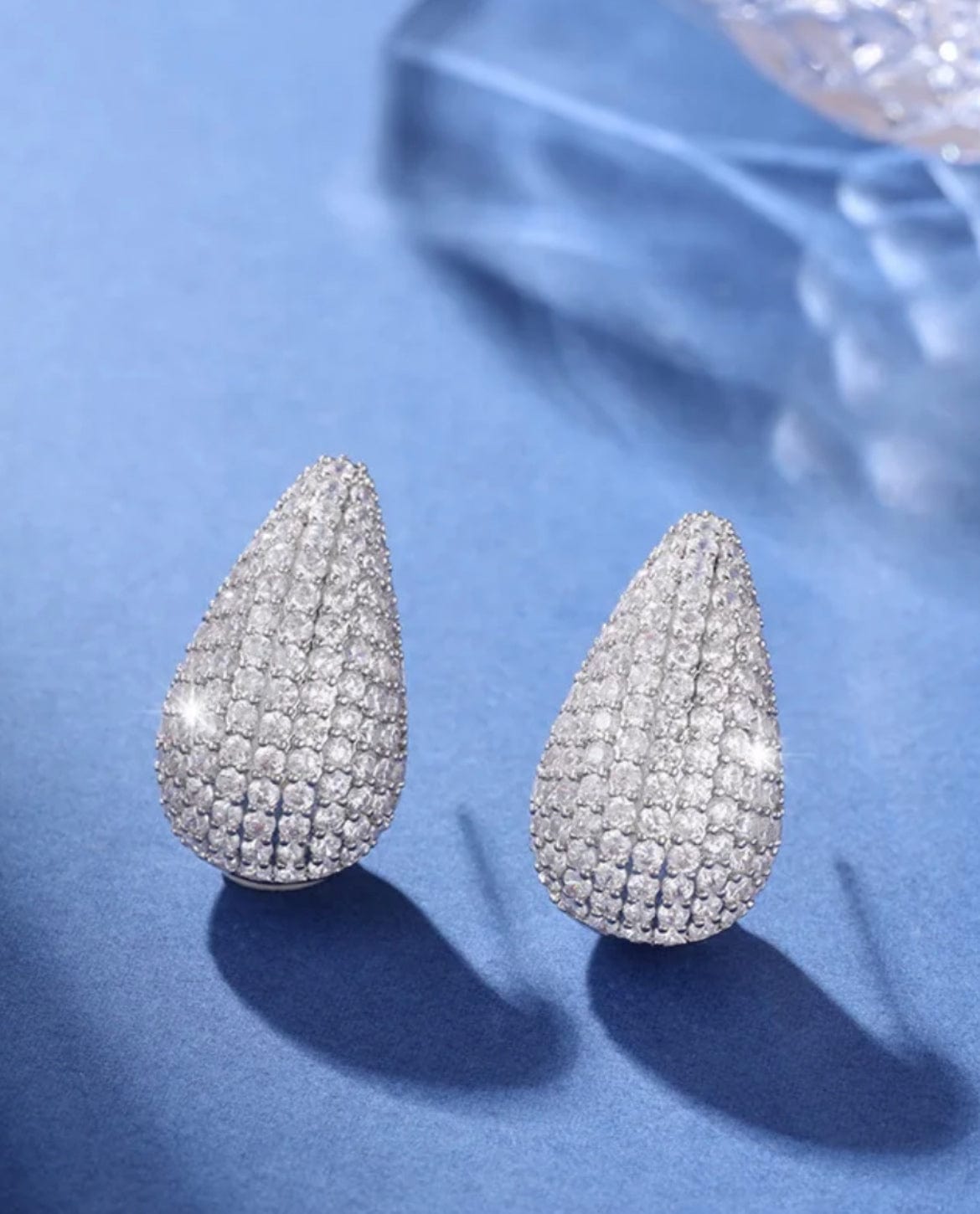 Earrings Moissanite Teardrops Earrings - White Gold