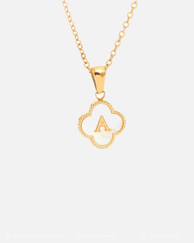 Pendant Initial Charm Clover Necklace