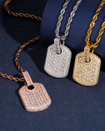 Pendant Moissanite Baguette Dog Tag Pendant