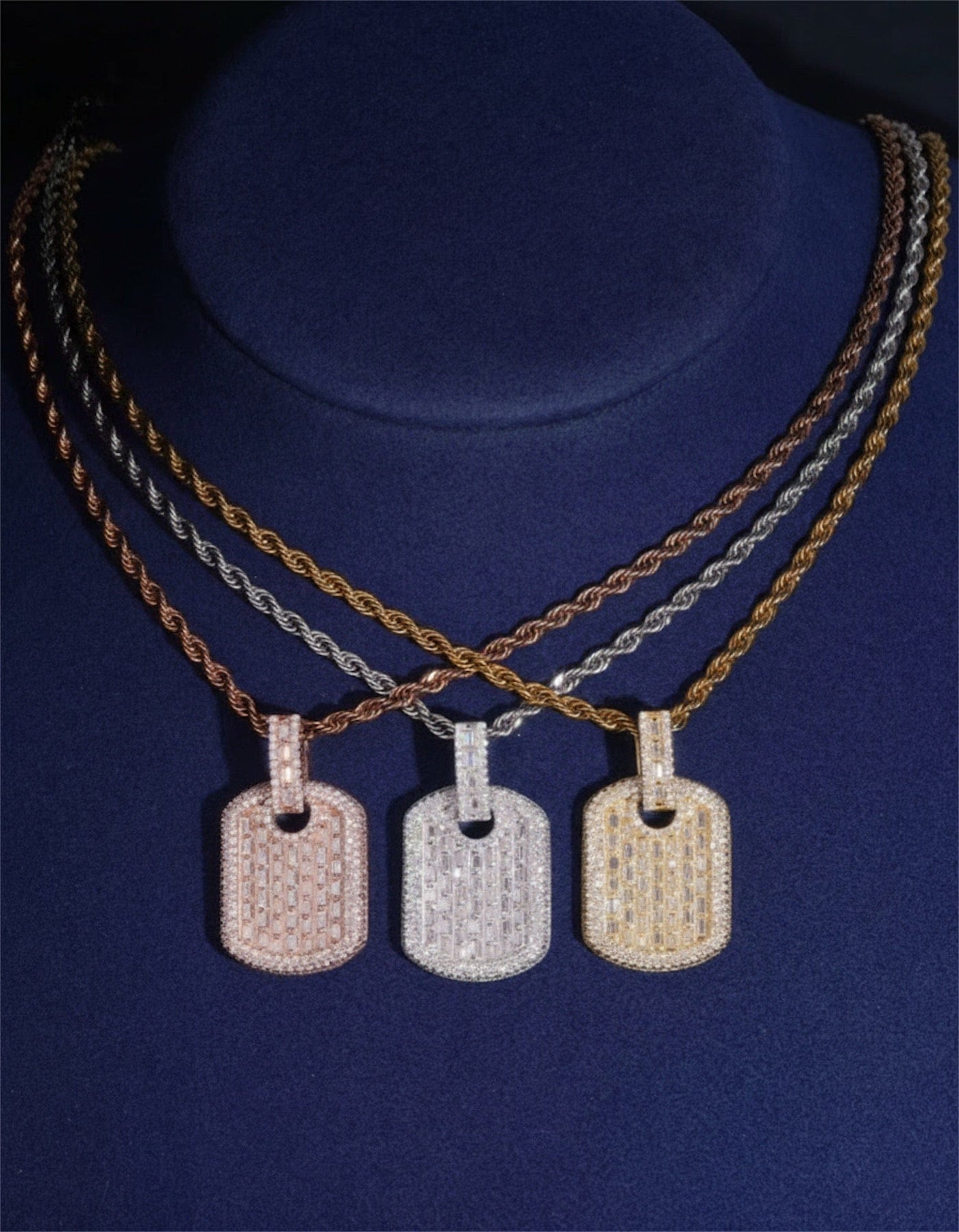 Pendant Moissanite Baguette Dog Tag Pendant