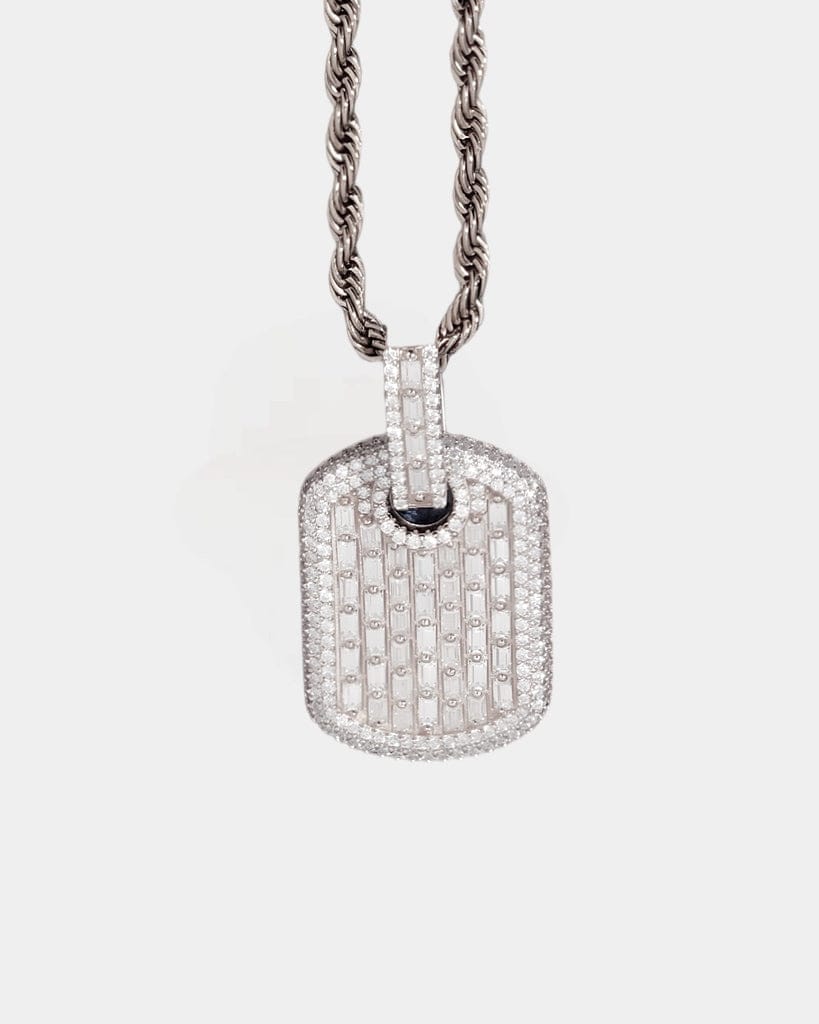Pendant Moissanite Baguette Dog Tag Pendant