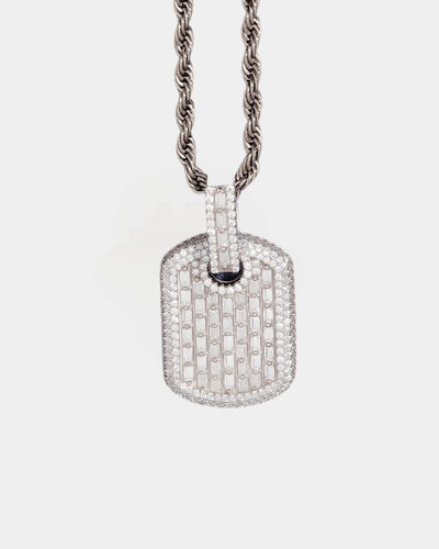 Pendant Moissanite Baguette Dog Tag Pendant