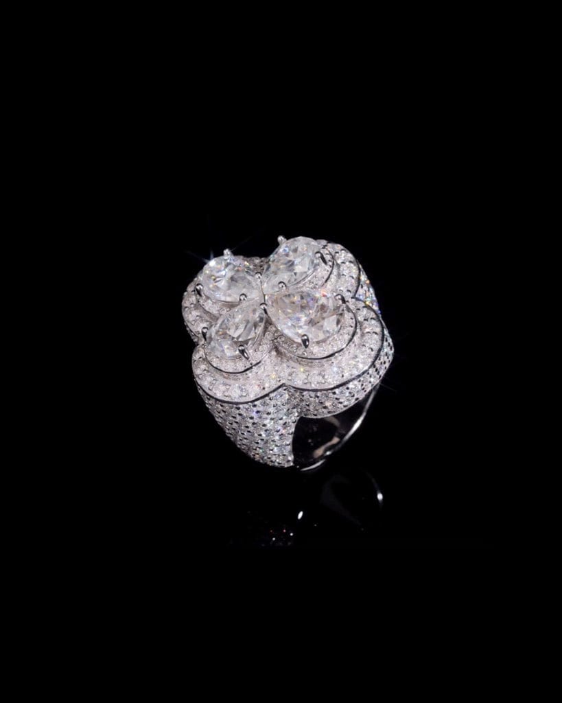 Ring Moissanite Diamond Blossom Ring - White Gold
