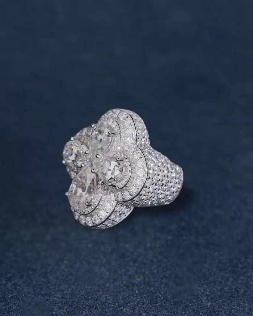 Ring Moissanite Diamond Blossom Ring - White Gold