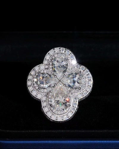 Ring Moissanite Diamond Blossom Ring - White Gold