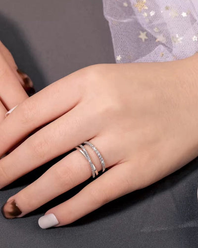 Ring Moissanite Infinity Crossover Ring - White Gold