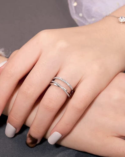 Ring Moissanite Infinity Crossover Ring - White Gold