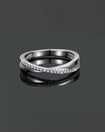 Ring Moissanite Infinity Crossover Ring - White Gold