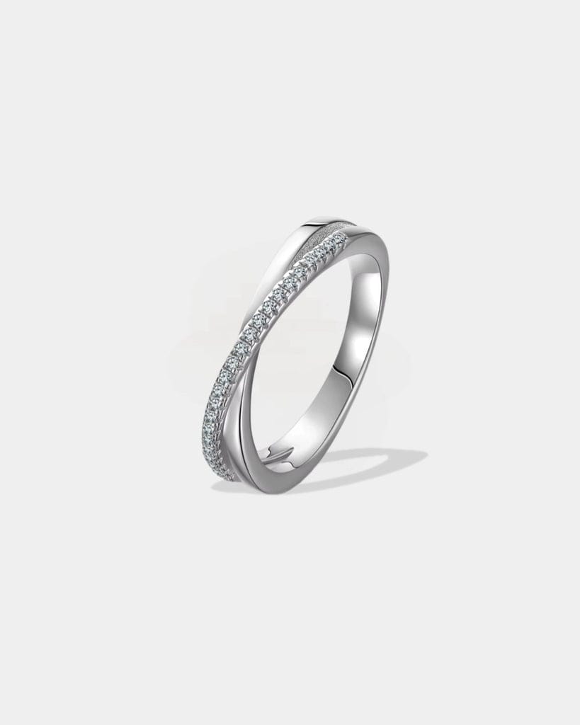 Ring Moissanite Infinity Crossover Ring - White Gold