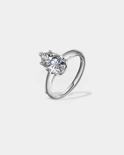 Ring Moissanite Pear Cut Ring - White Gold