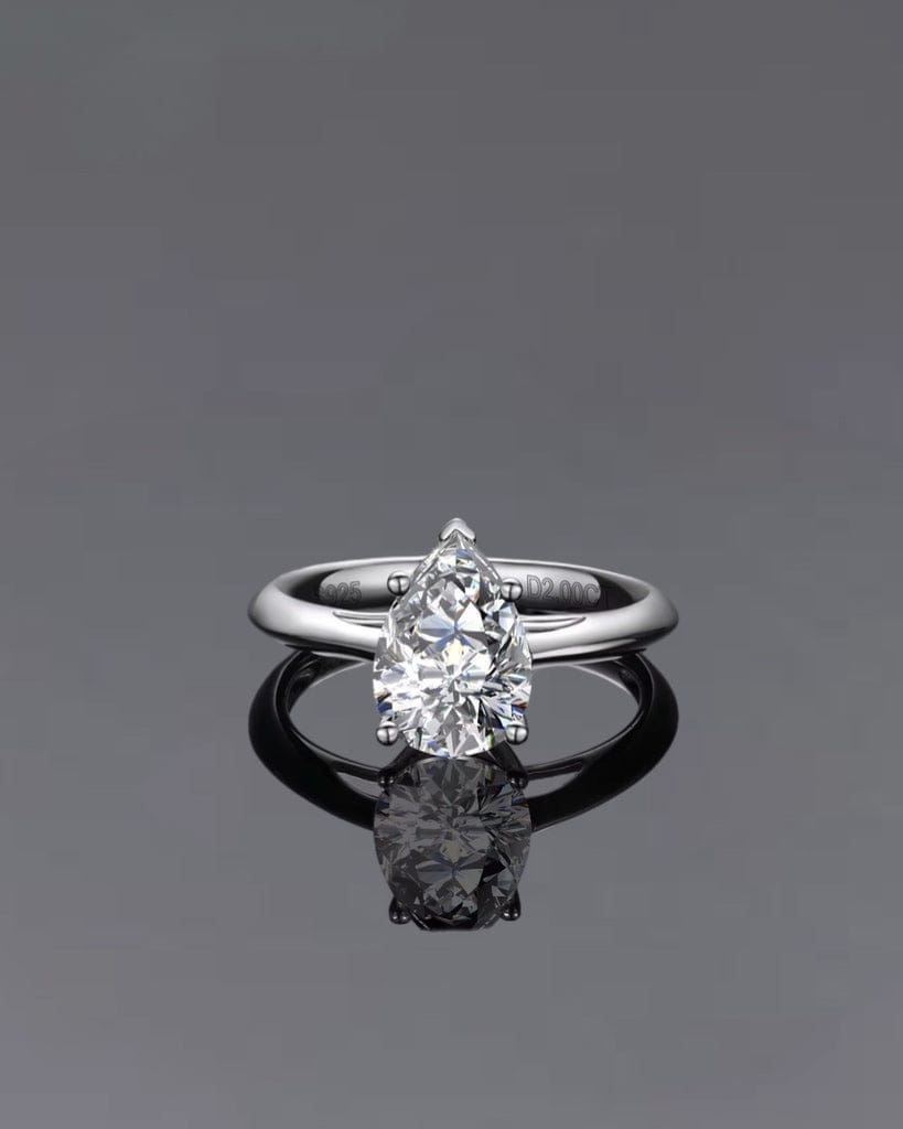 Ring Moissanite Pear Cut Ring - White Gold