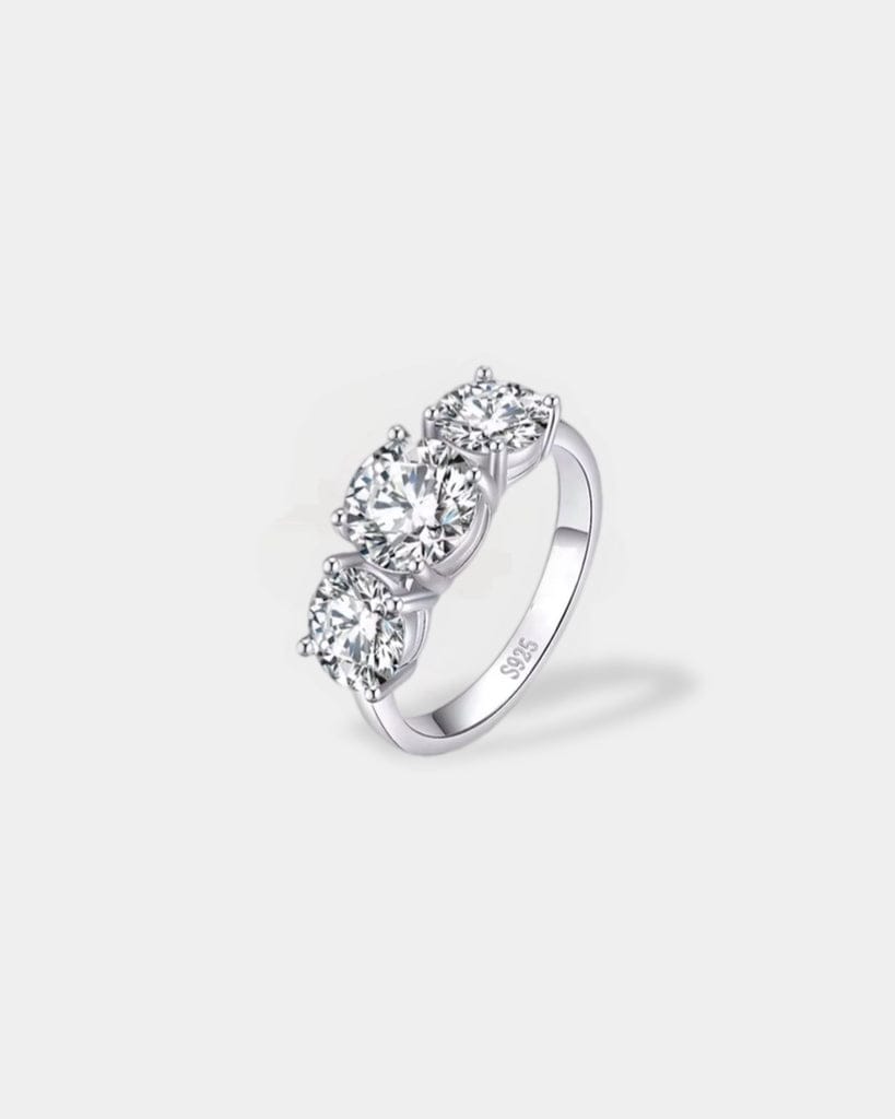 Ring Moissanite Three Stone Ring - White Gold
