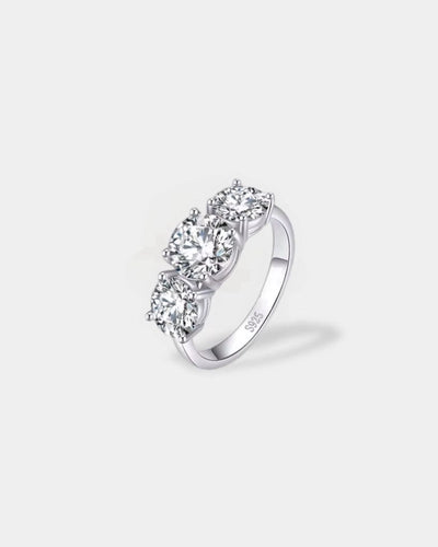 Ring Moissanite Three Stone Ring - White Gold