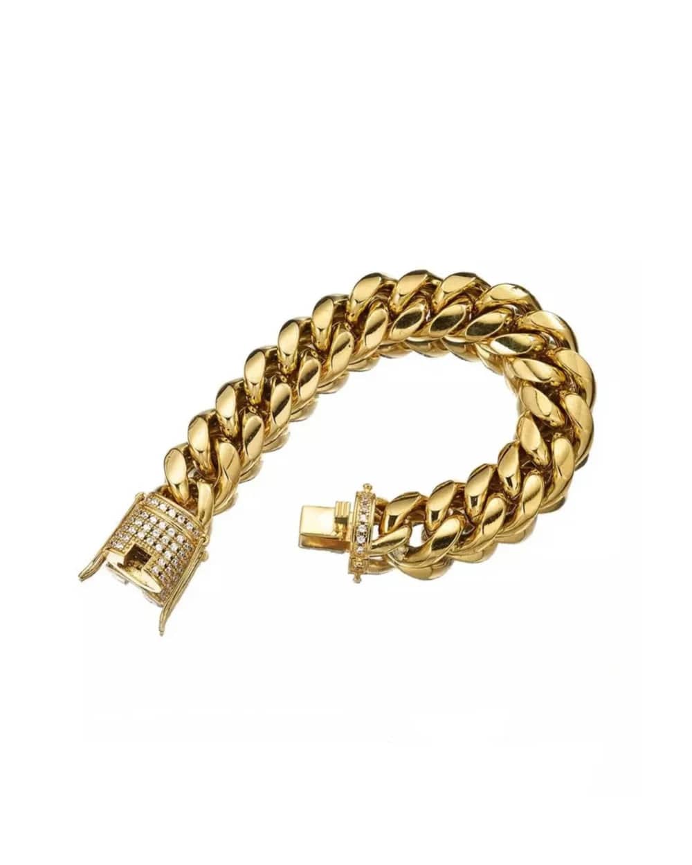 Bracelet 10 MM Plain Cuban Link Bracelet - Gold