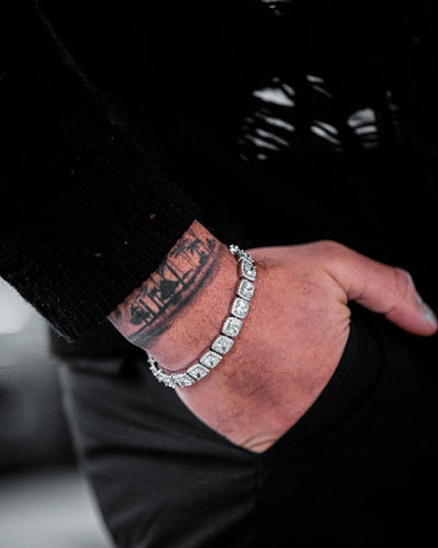 Bracelet 10 MM Square Tennis Bracelet - White Gold