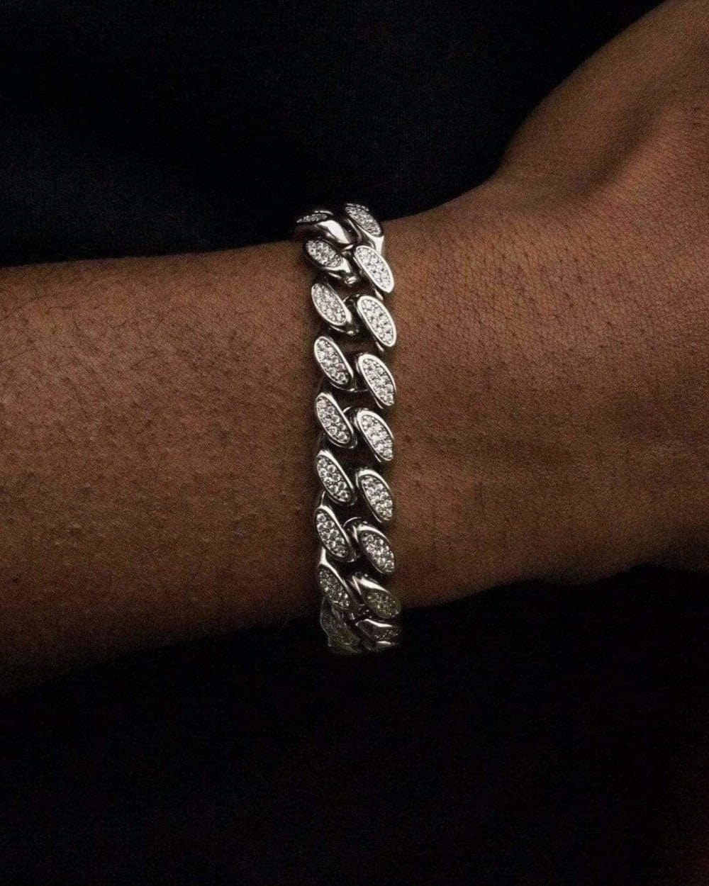 Bracelet 12 MM Cuban Link Bracelet - White Gold