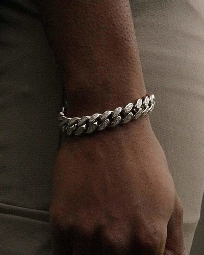 Bracelet 12 MM Cuban Link Bracelet - White Gold