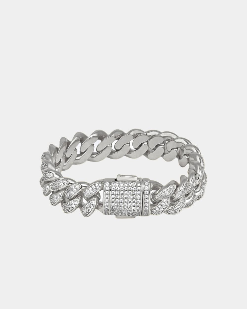 Bracelet 12 MM Cuban Link Bracelet - White Gold