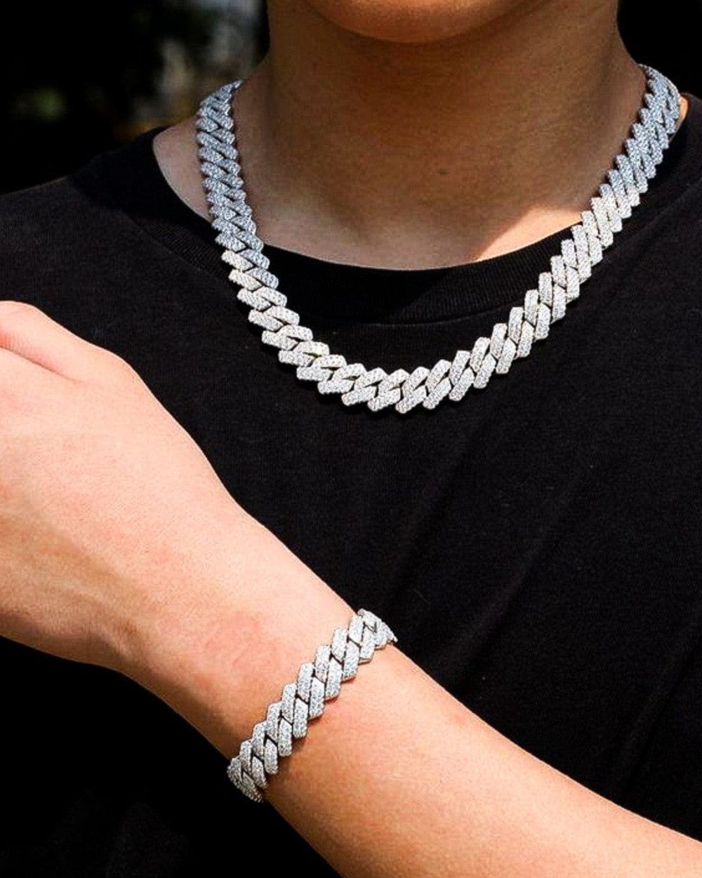 Bracelet 12 MM Straight Edge Cuban Link Bracelet - White Gold