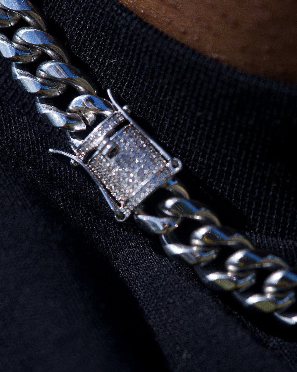 Chain 10 MM Plain Cuban Link Chain - White Gold