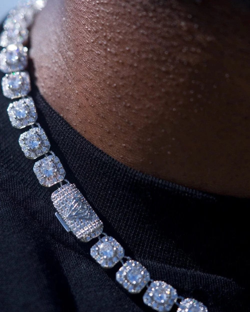 Chain 10 MM Square Tennis Chain - White Gold