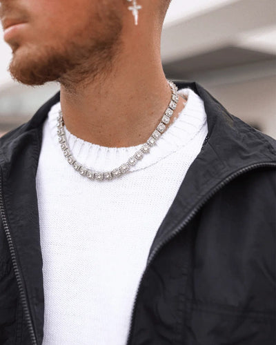 Chain 10 MM Square Tennis Chain - White Gold
