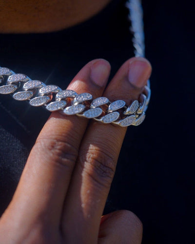 Chain 12 MM Cuban Link Chain - White Gold