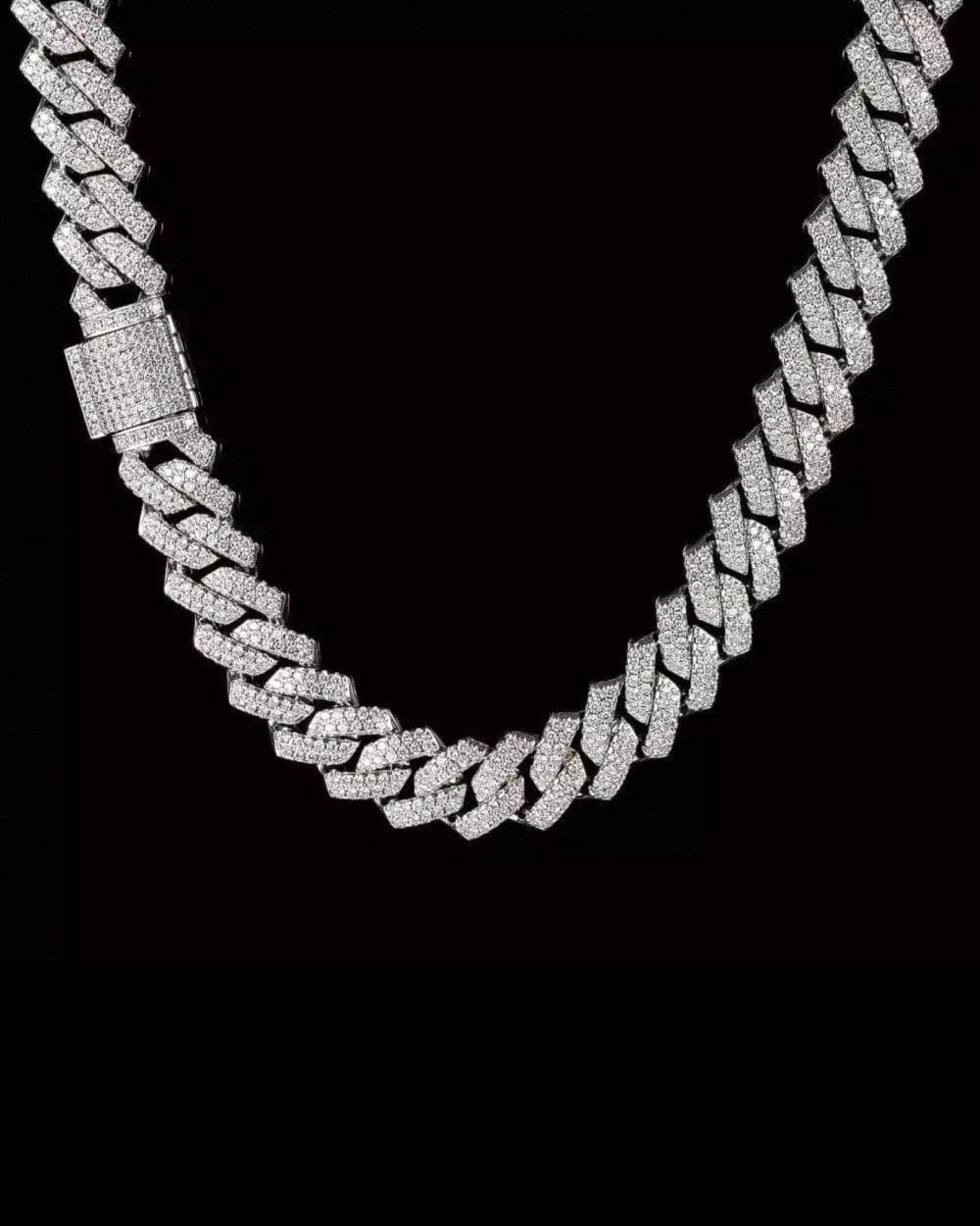 Chain 12 MM Straight Edge Cuban Link Chain - White Gold