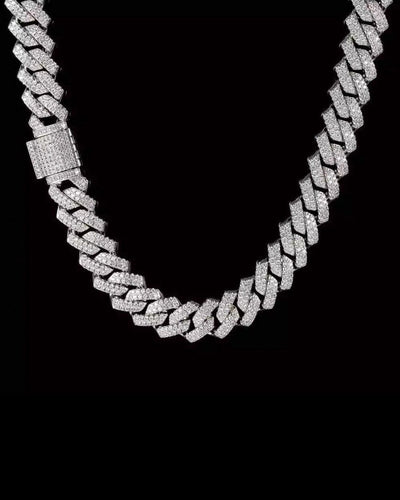 Chain 12 MM Straight Edge Cuban Link Chain - White Gold