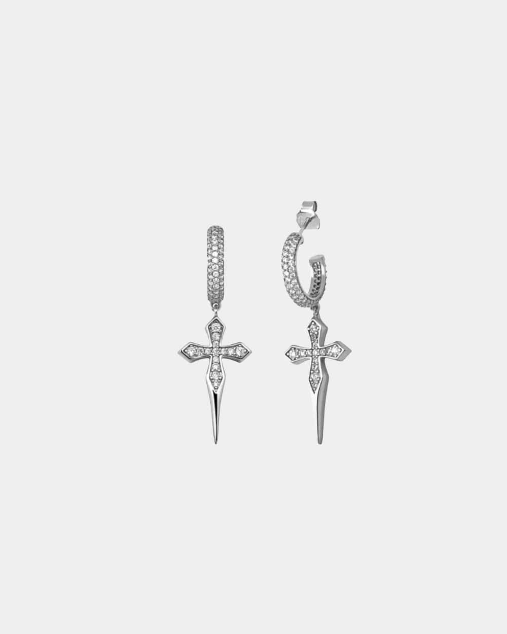 Earrings Dripping Cross Earrings - Silver