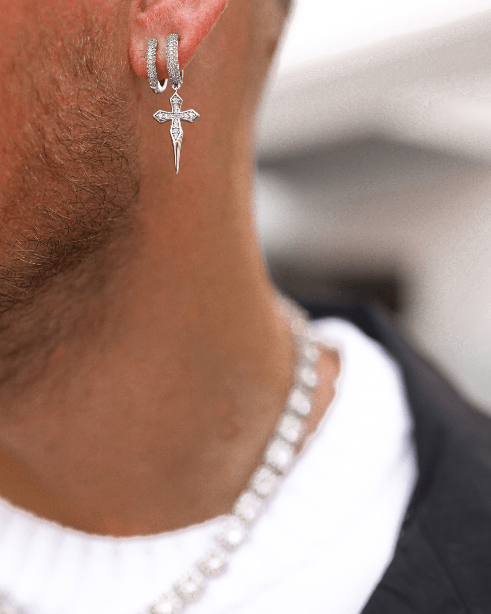 Earrings Dripping Cross Earrings - Silver
