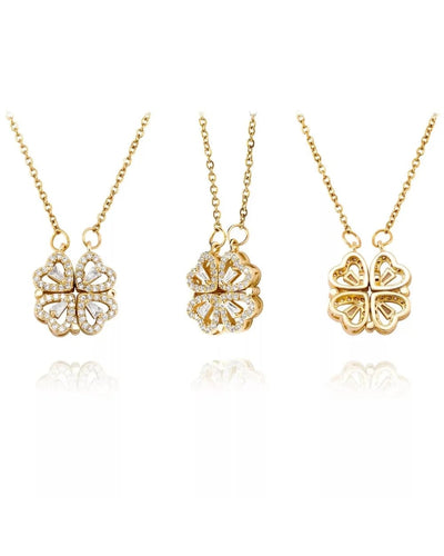 Pendant Clover Heart Necklace - Gold
