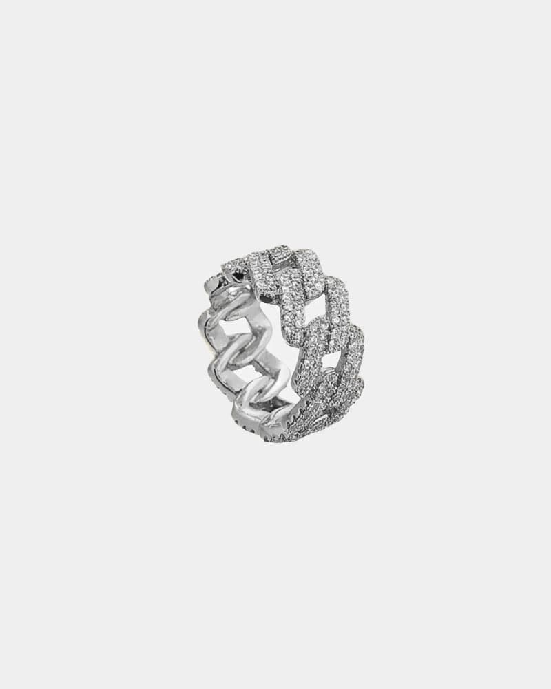 Ring Straight Cuban Ring - White Gold