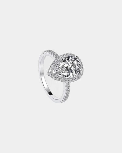 Ring Teardrop Ring - White Gold